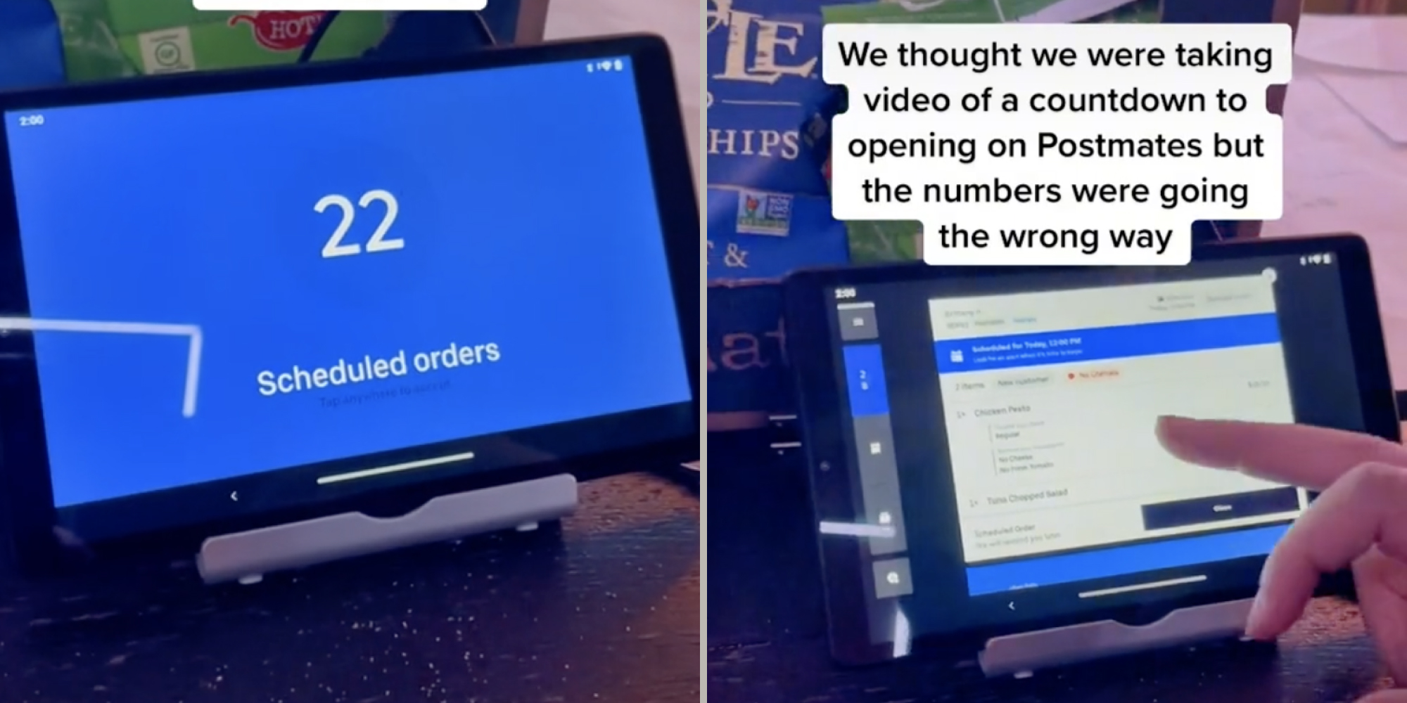 “We thought we were taking a video of a countdown to opening on Postmates but the numbers were going the wrong way."