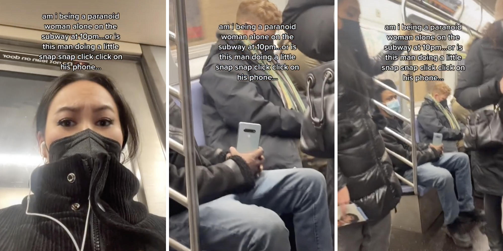 woman looking shocked (l) man holding photo weird (l) (r)