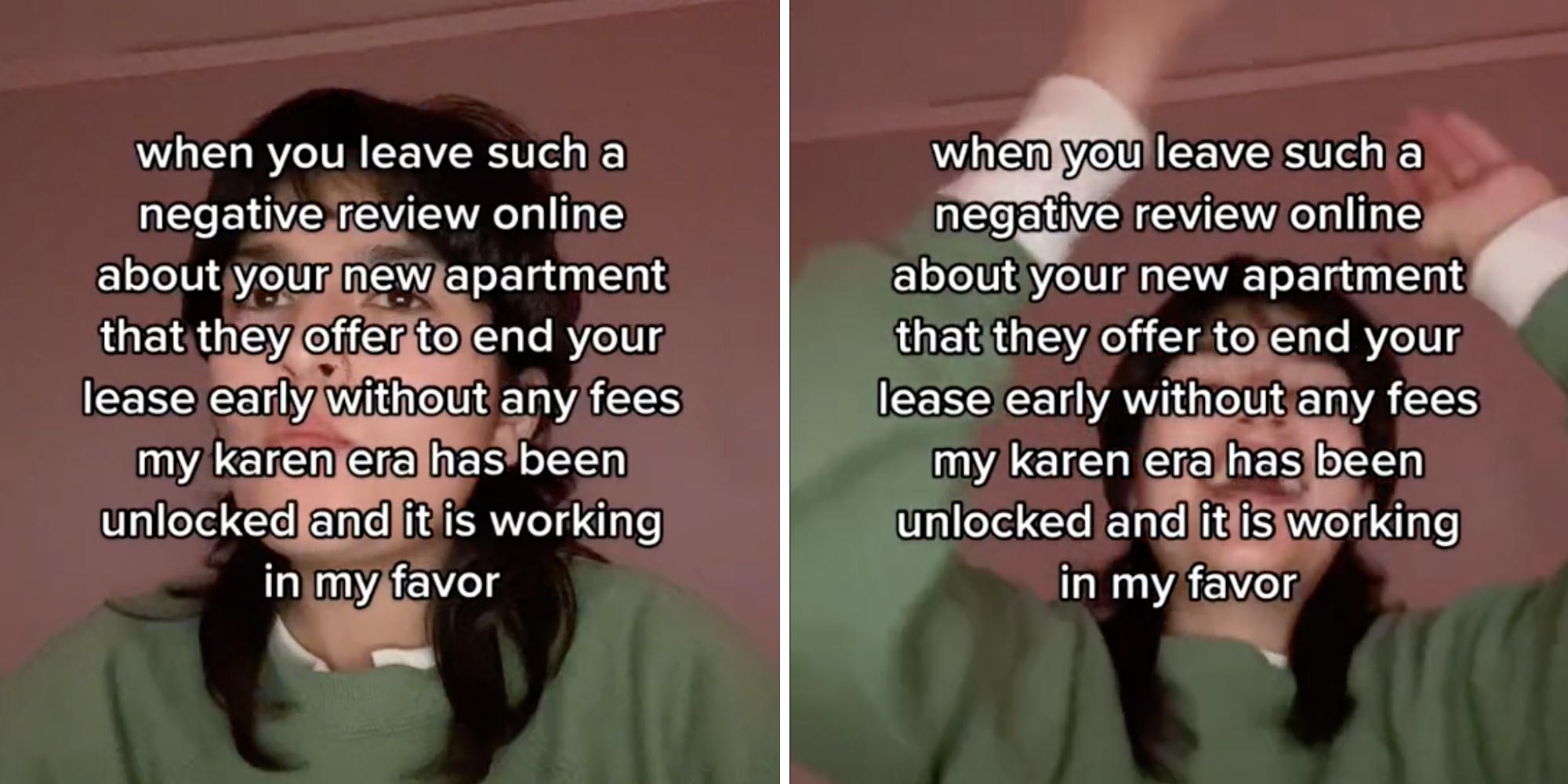 woman looking puzzled (l) woman cheering (r)