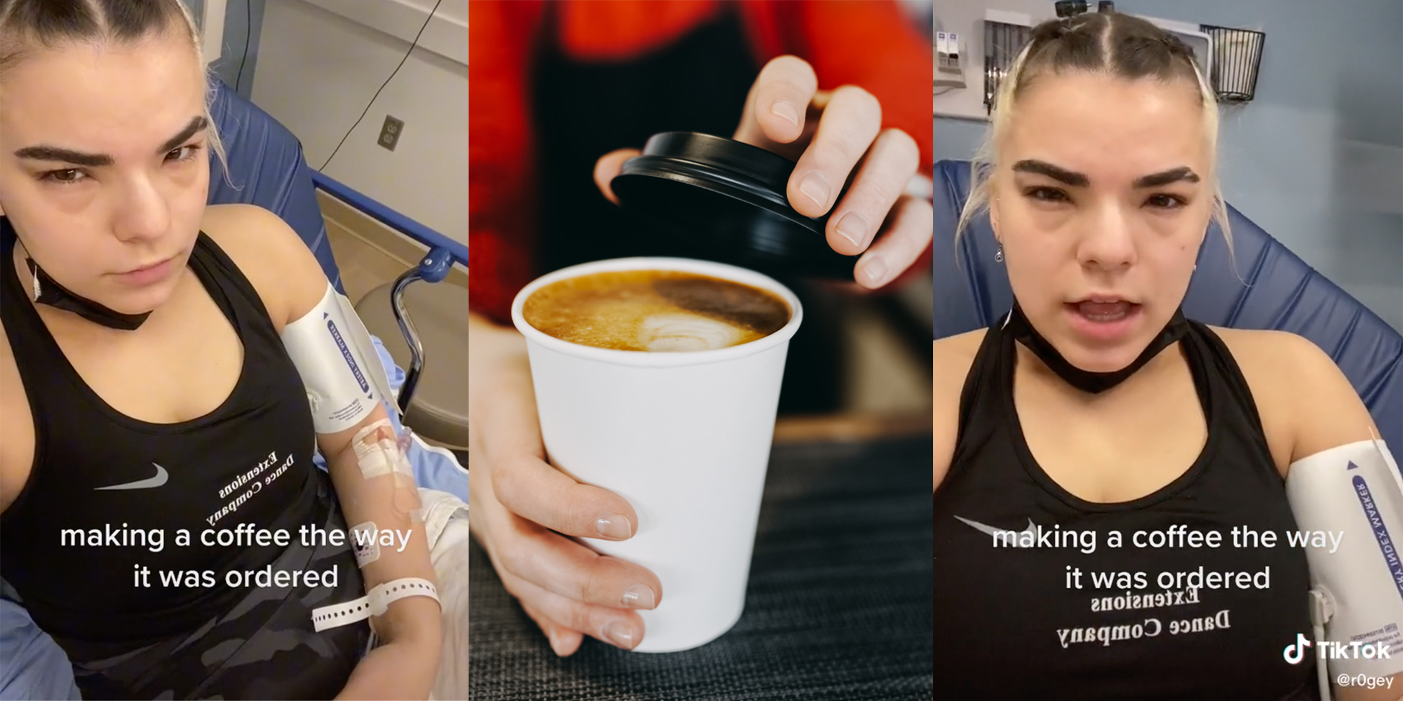 TikToker says she had allergic reaction after receiving wrong milk in coffee.