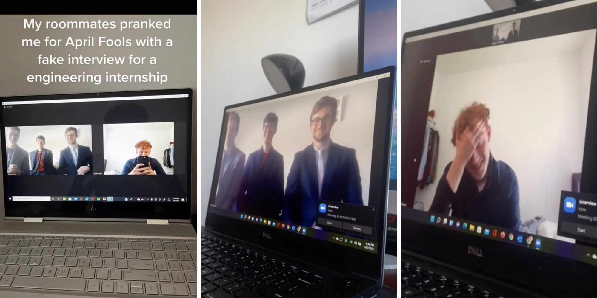 computer screen with zoom interview