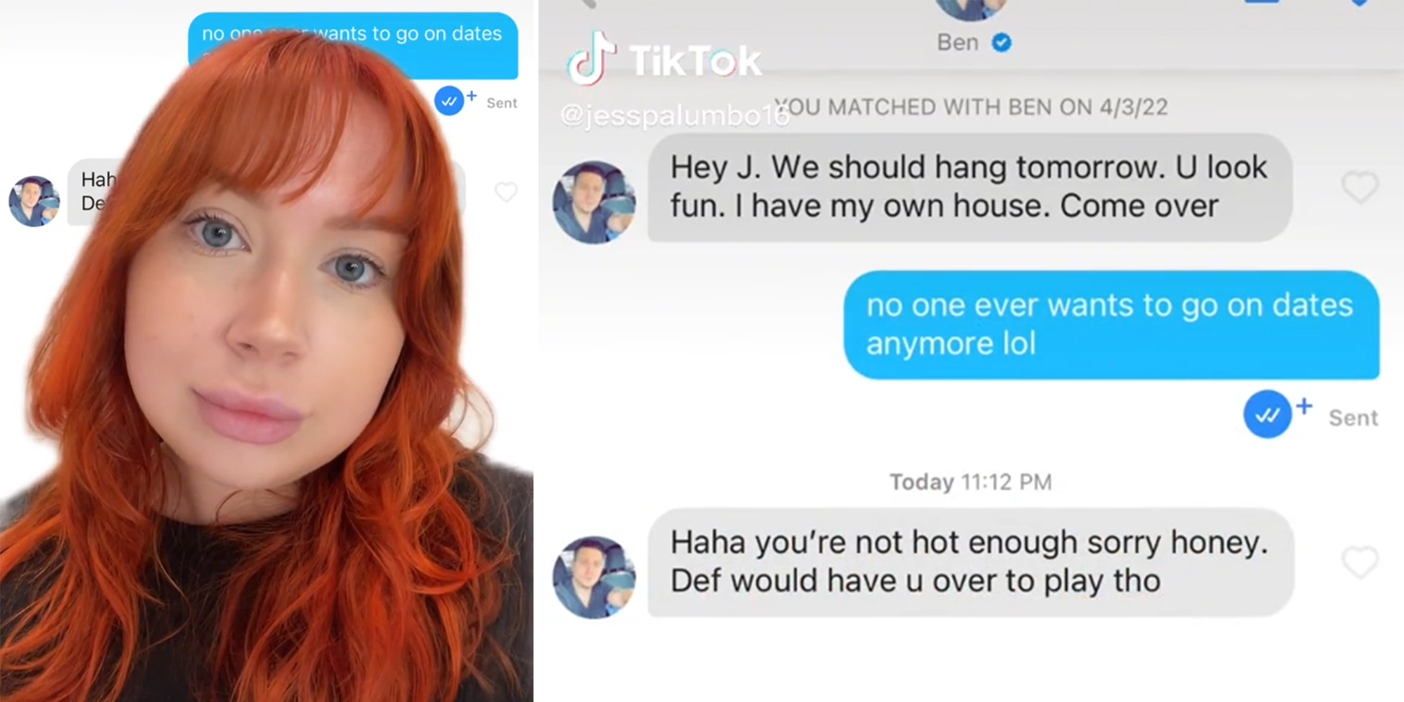 young woman (l) dm exchange (r)