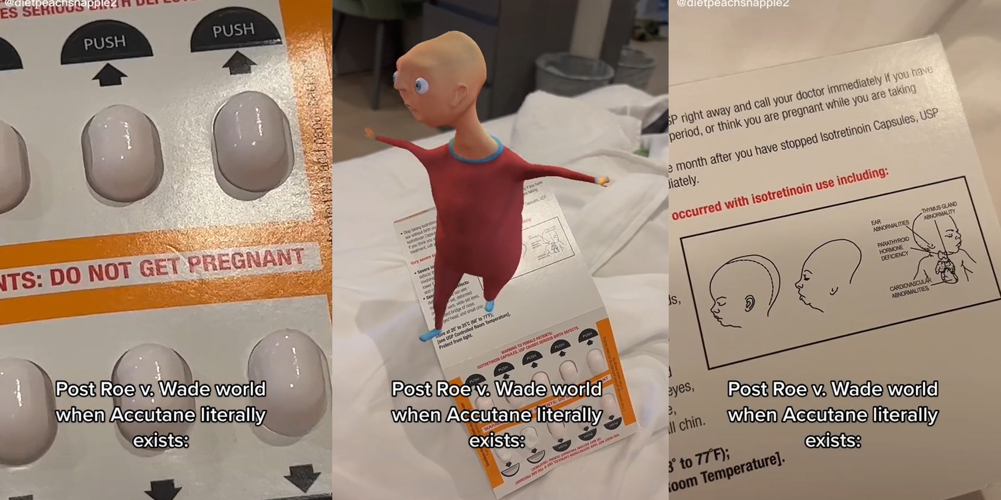 animated figure dancing on Accutane warnings with caption