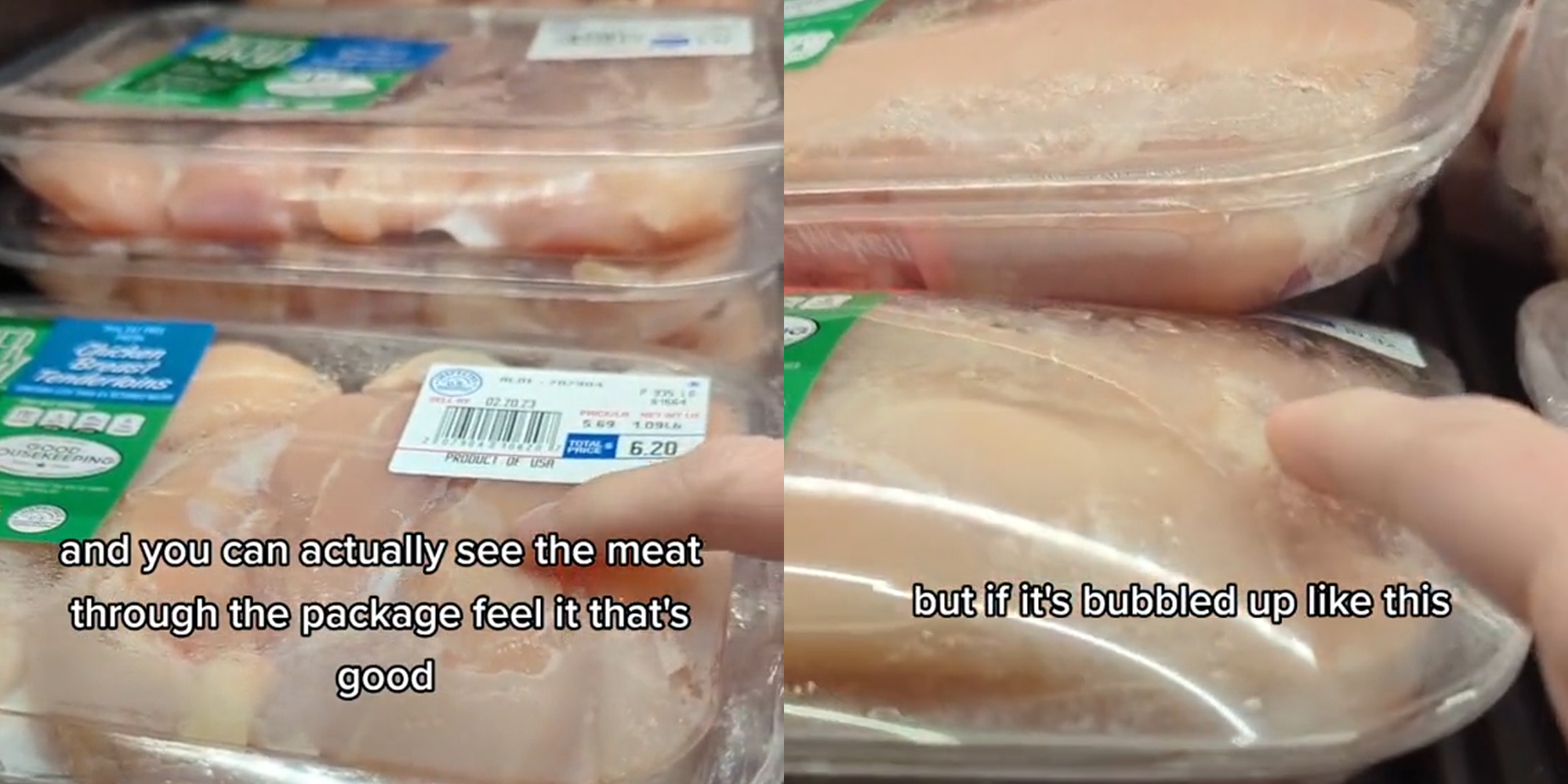 checking chicken through package