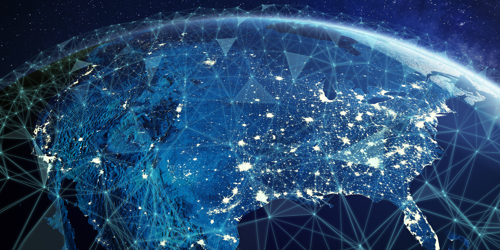 United States seen on globe with connections