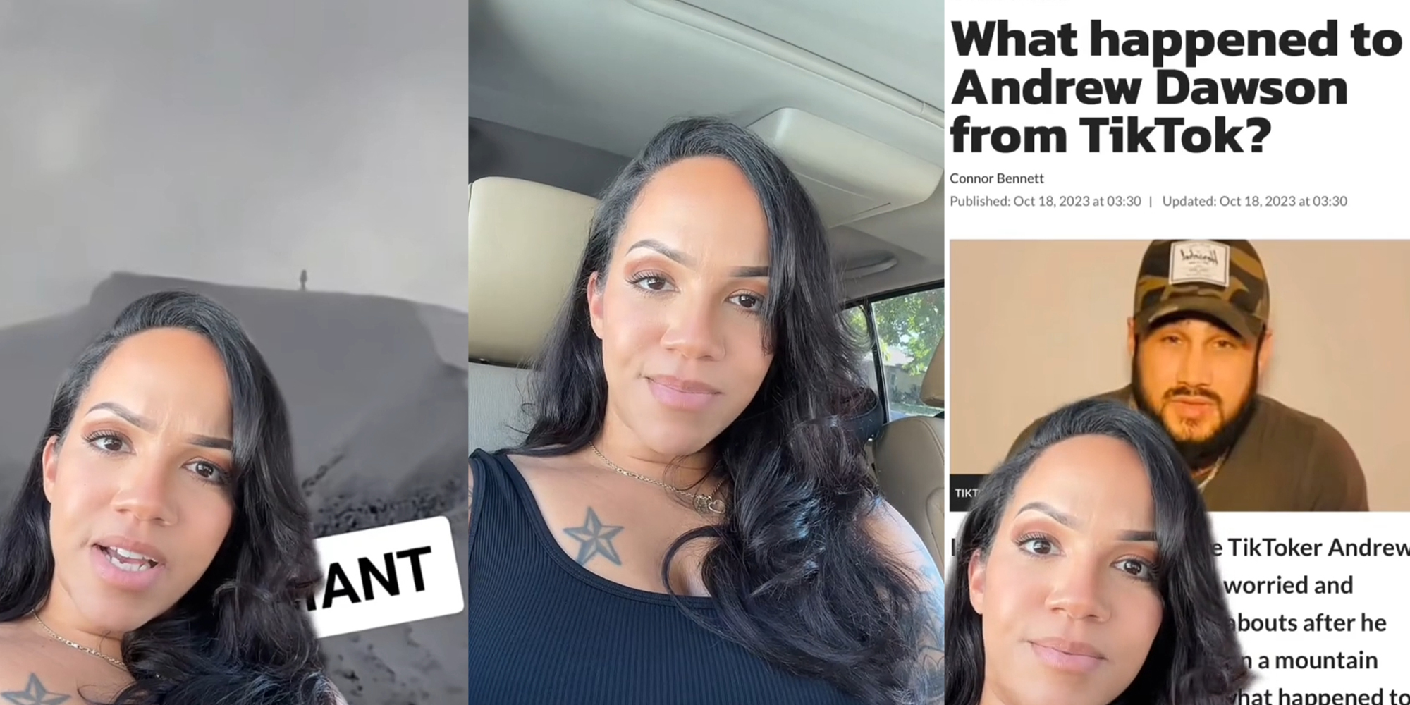 woman explaining what happened to Andrew Dawson