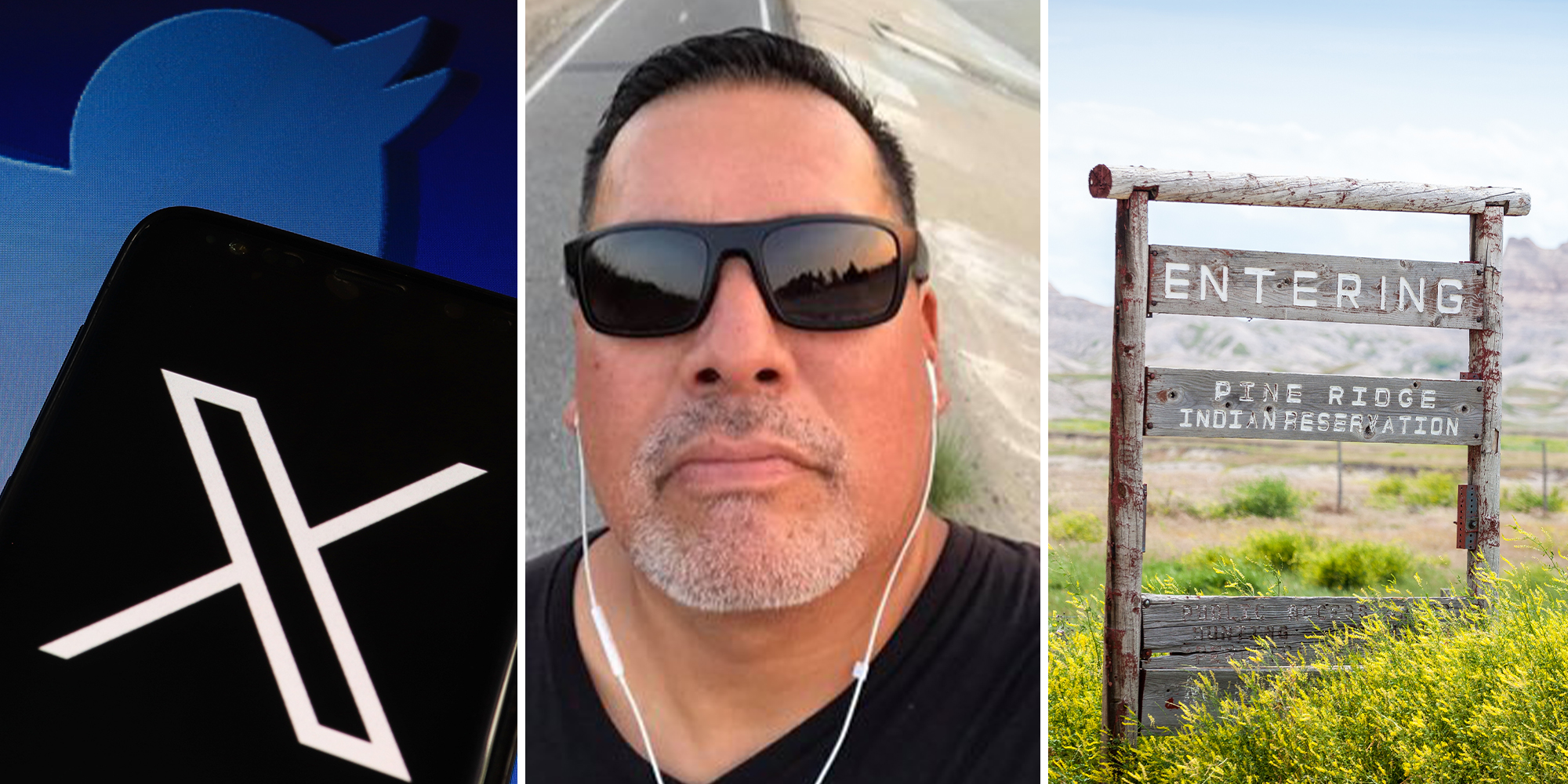 Who is LakotaMan? X Logo on phone; Lakotaman; Pine Ridge