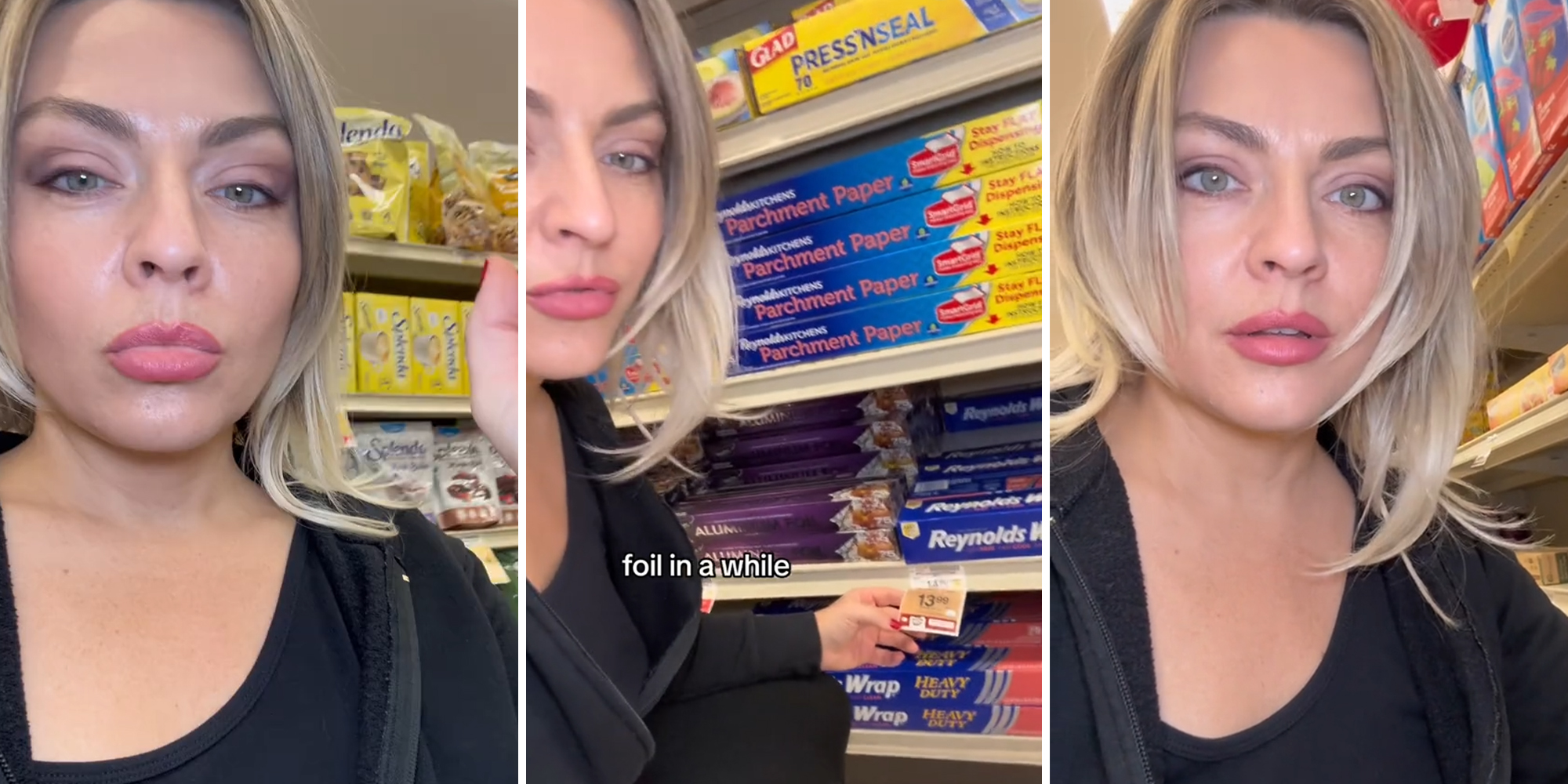 Grocery store shopper shows aluminum foil now costs $14