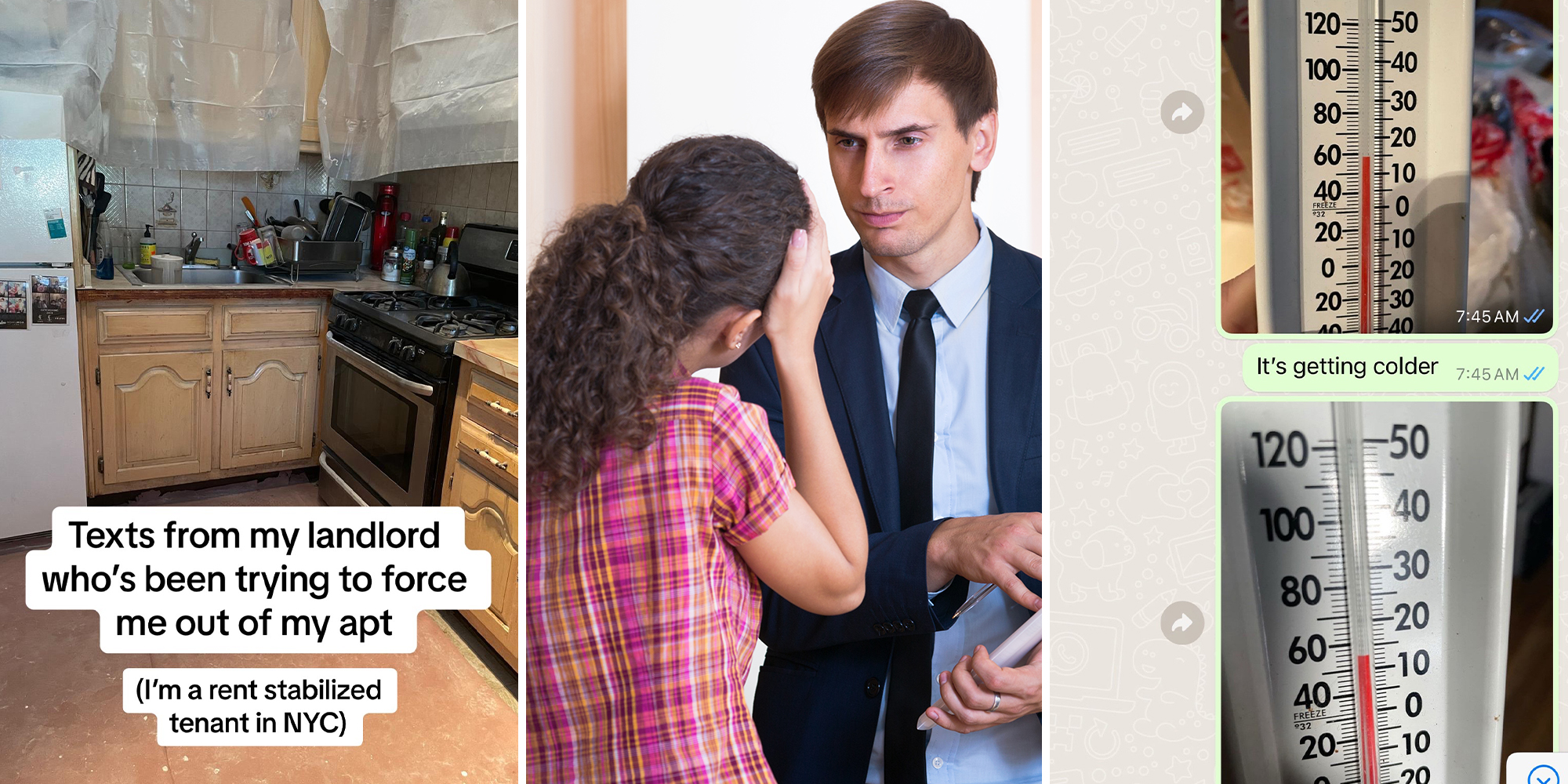 Woman shows texts from landlord "trying to force" her out