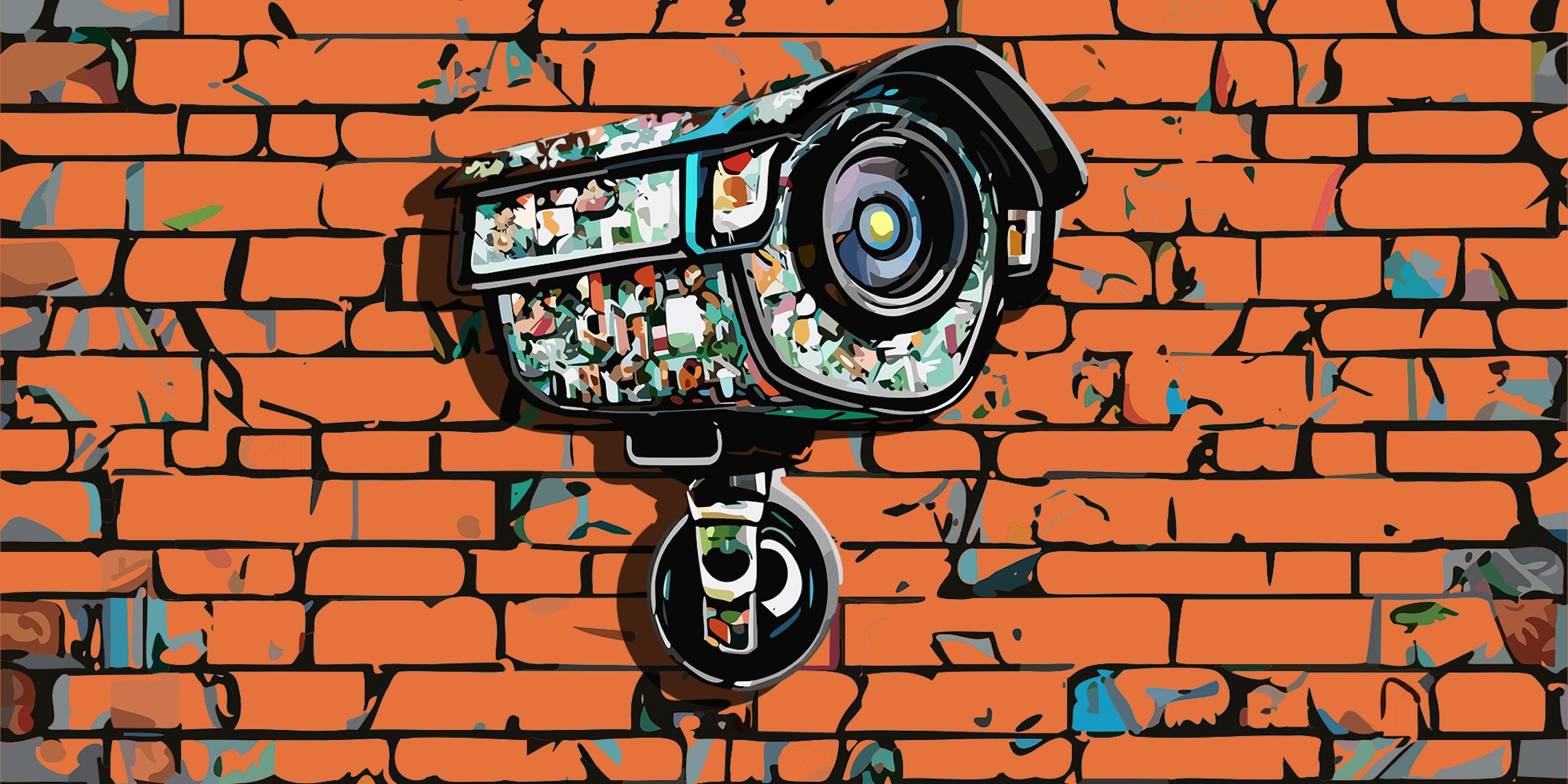 surveillance camera on brick wall