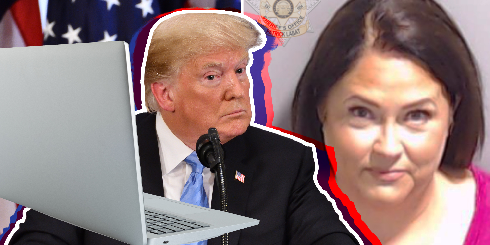 Silver Laptop(l), Donald Trump(c), Misty Hampton(r)