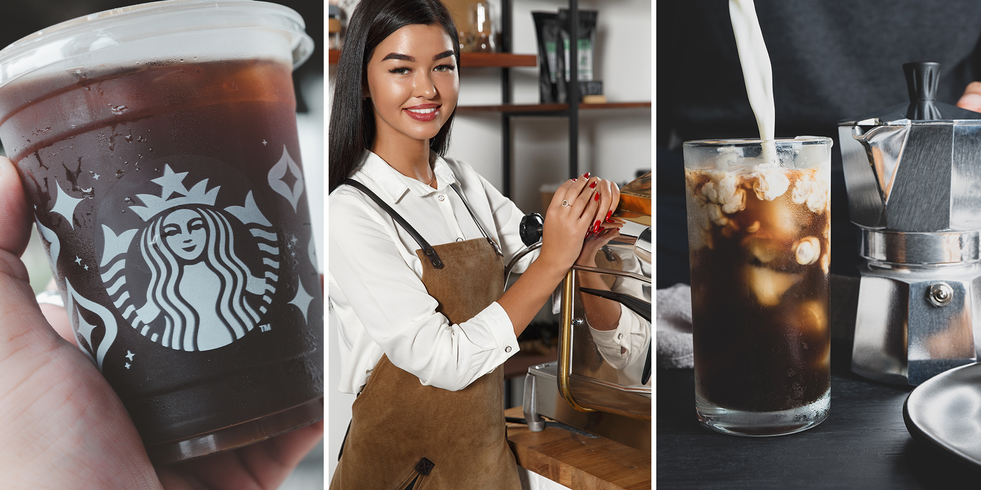 Starbucks worker shows the state of the cold brew machine at their store