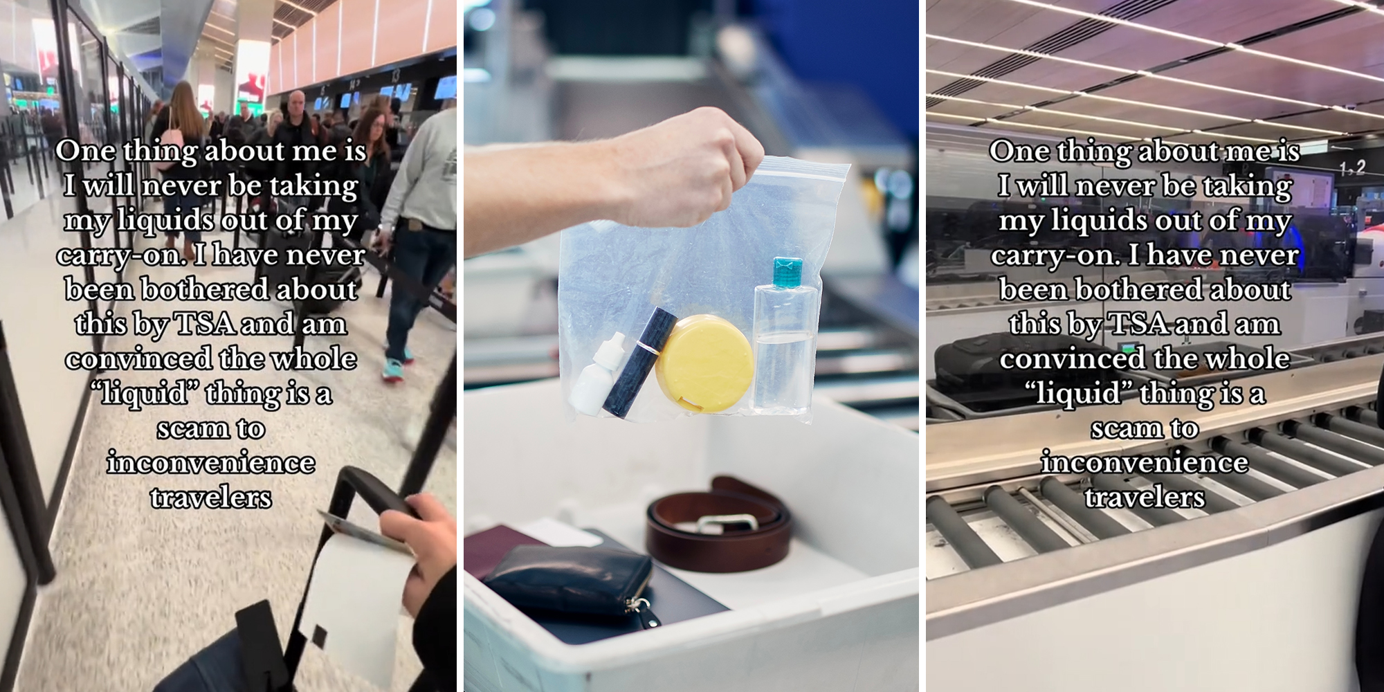 Woman says she refuses to take her liquids out of her carry-on when going through TSA