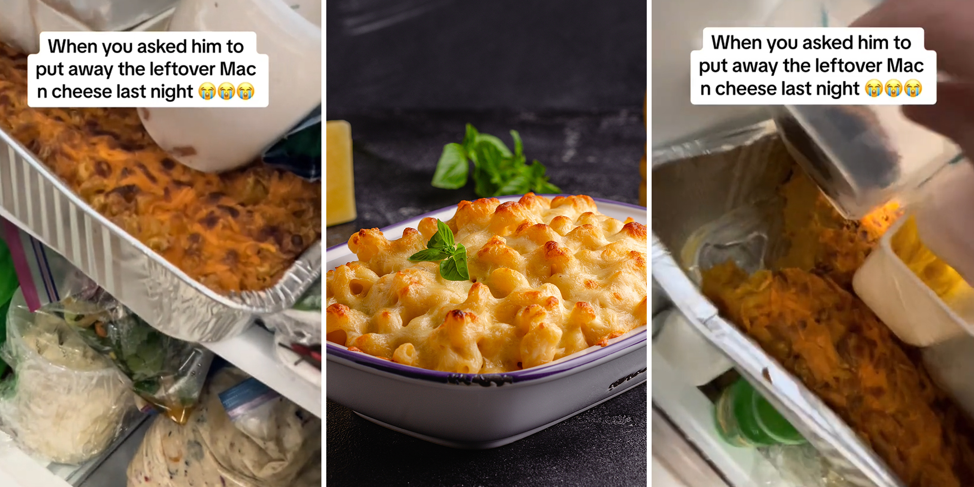 Woman asks boyfriend to put away leftover mac and cheese
