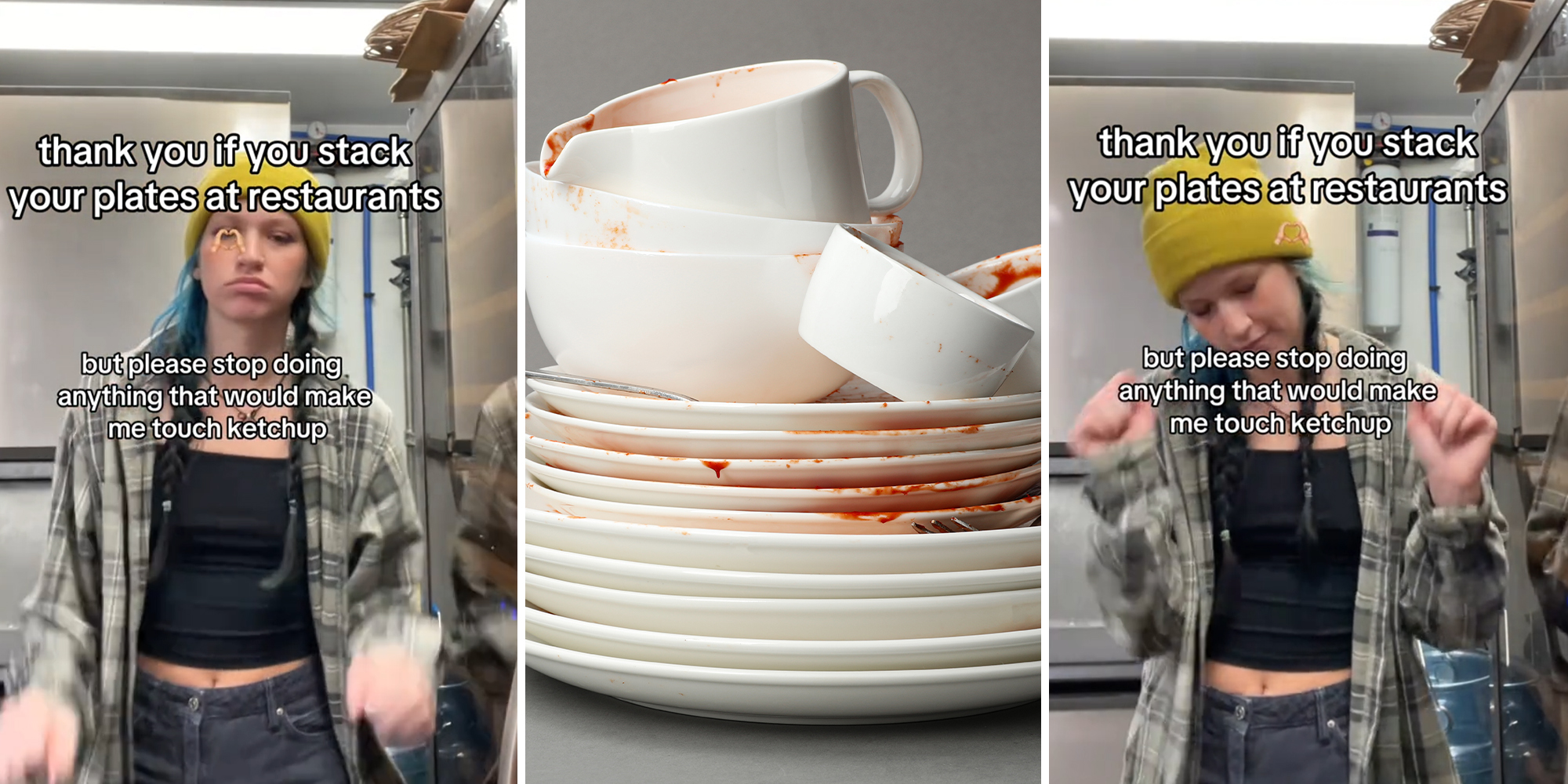 Server shares PSA for customers who stack plates, trying to be helpful