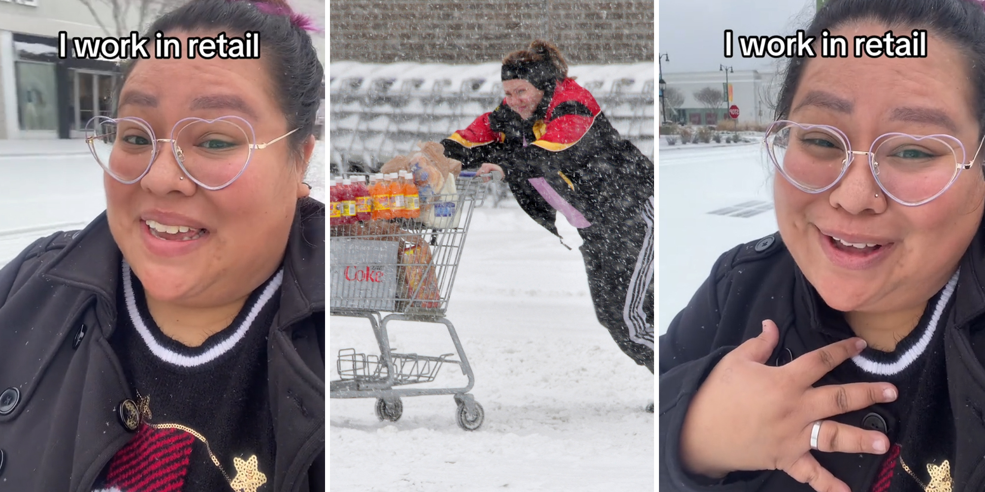 Retail worker says job asked her to come in during snowstorm. No other store was open