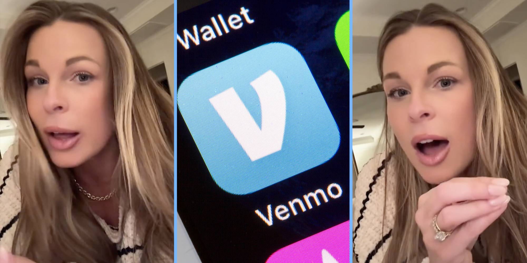Woman talking(l+r), Venmo(c)