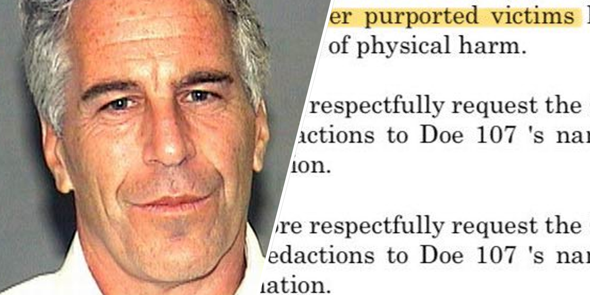 Jeffrey Epstein(l), Court document(r)