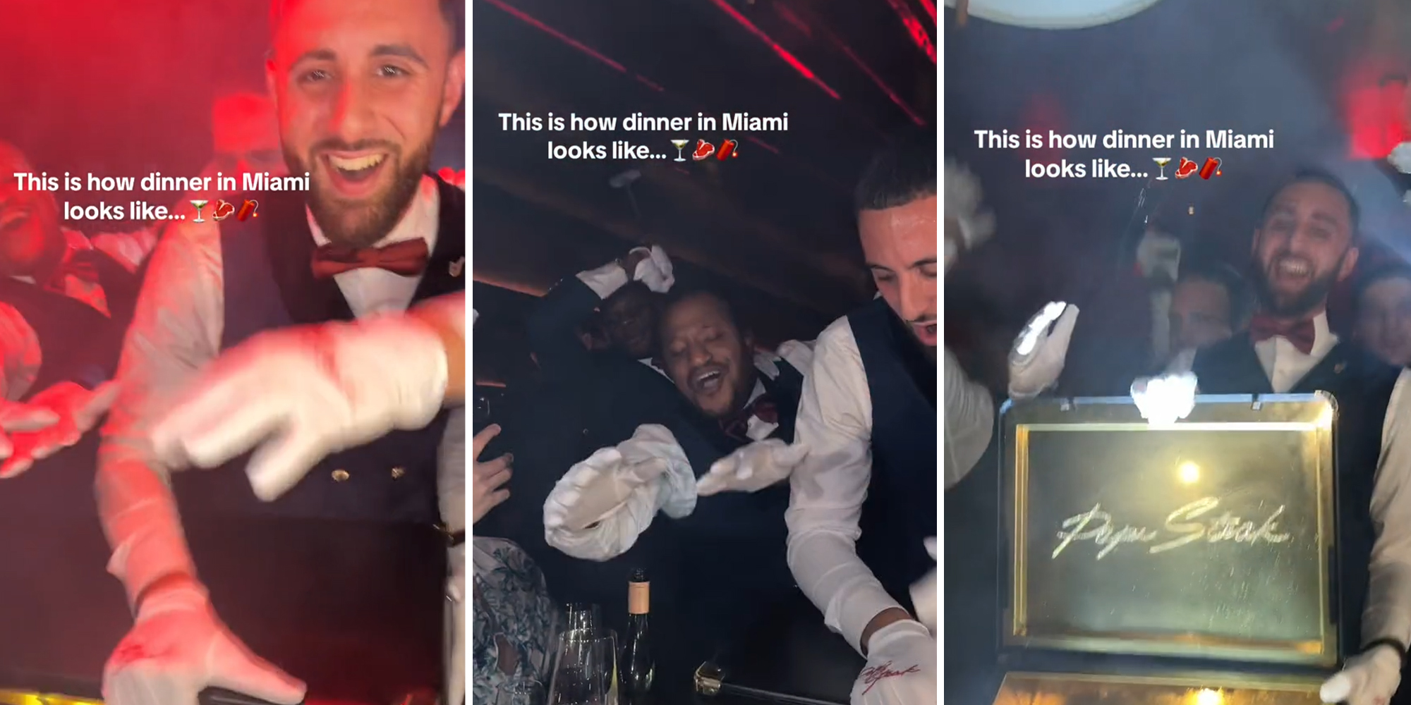 Viewers can't believe how these servers brought out these customers' steak