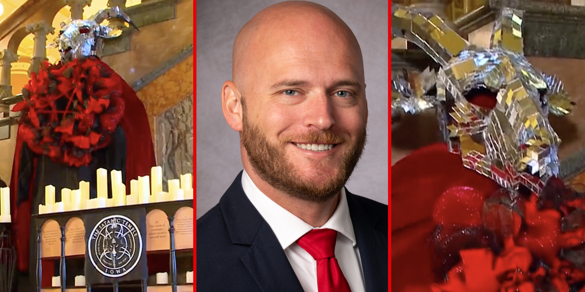 Satanic altar(l+r), Michael Cassidy(c)