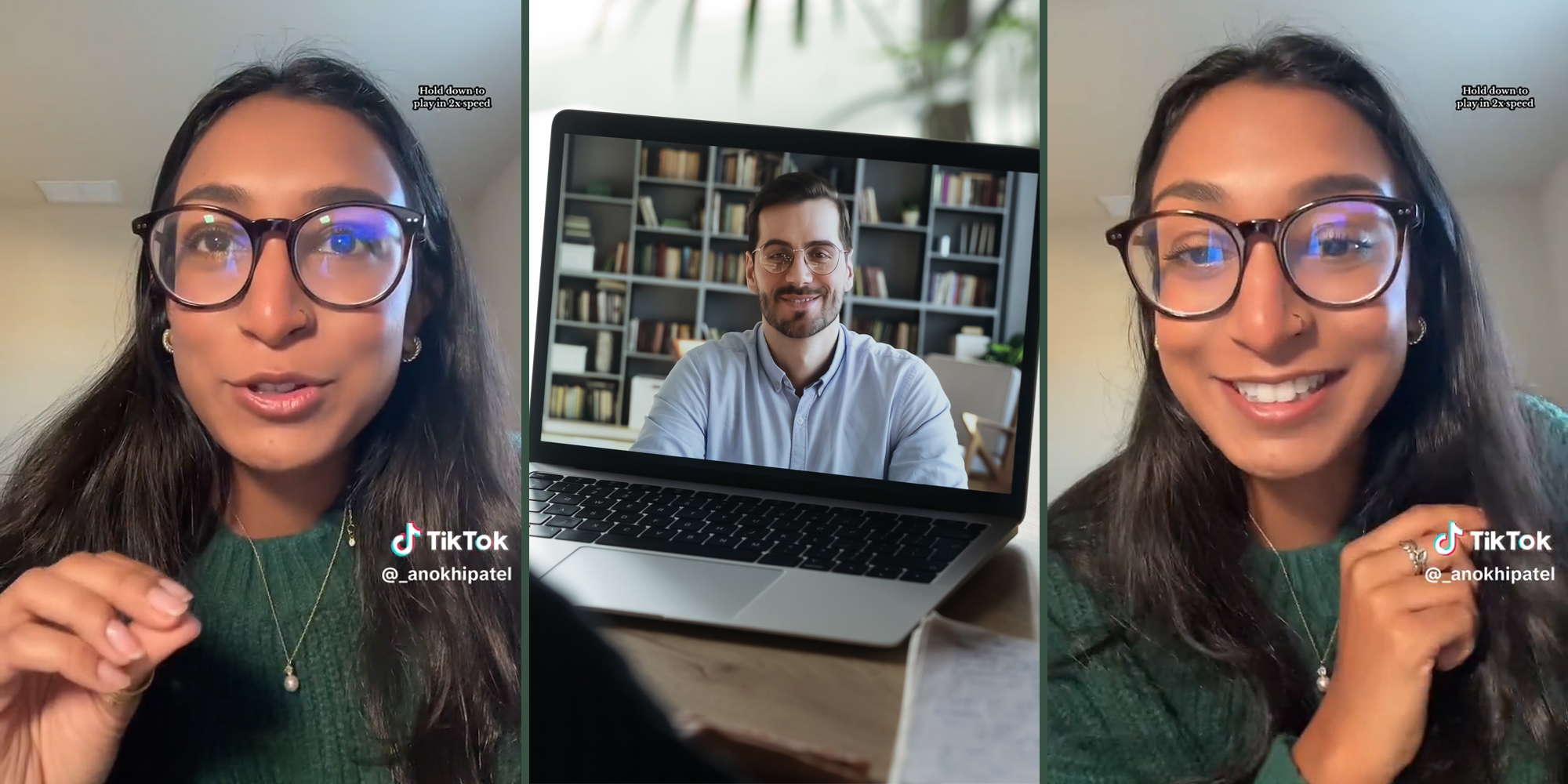 young woman talking (l&r) man on laptop (c)