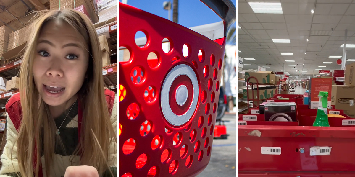 Target worker speaking (l) Target cart (c) Target picker trolly (r)