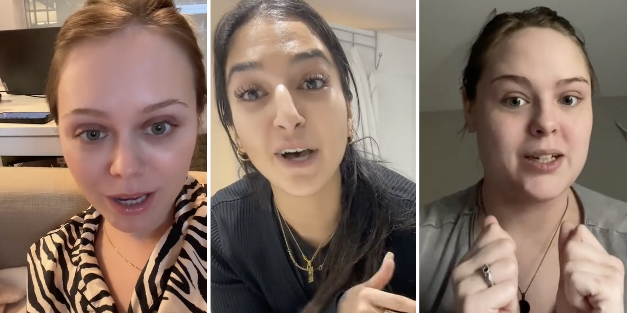 Three split of different women talking