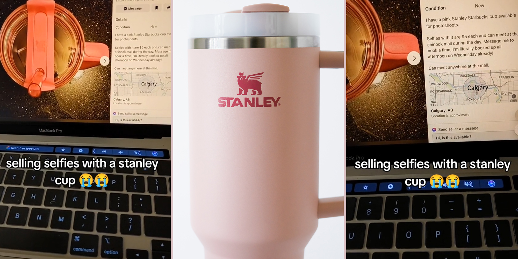 girl renting out her Stanley Cup for photoshoots