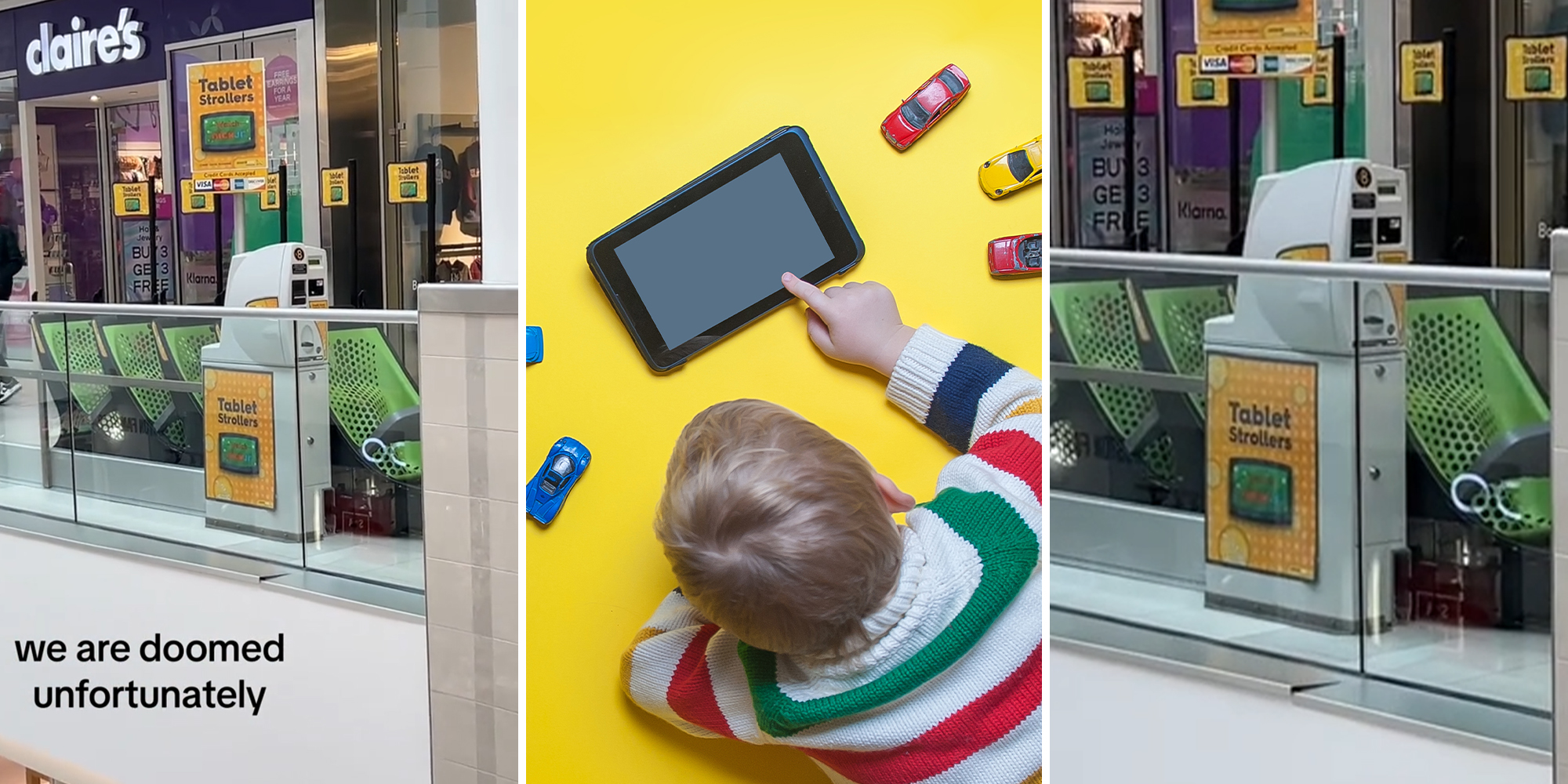 Mall shopper shows ‘tablet strollers’ for kids, starting a debate