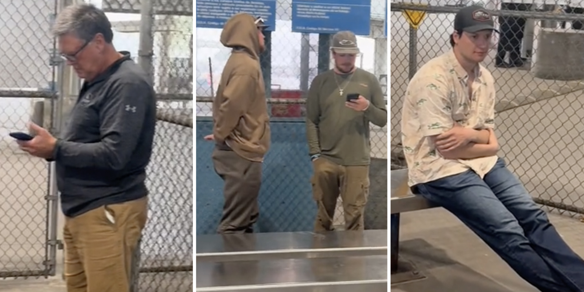 Men waiting in detained area in Mexico