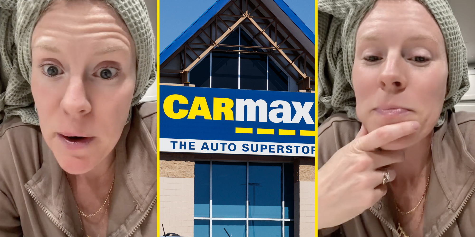 Woman talking(l+r), CarMax(c)