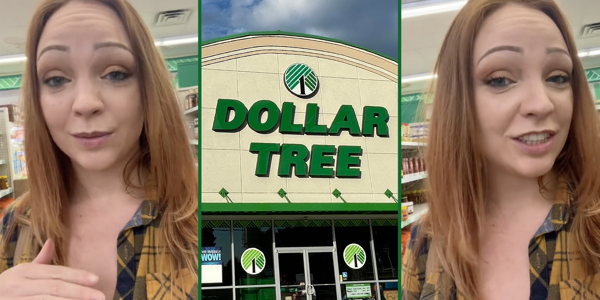 Woman talking(l+r), Dollar Tree(c)