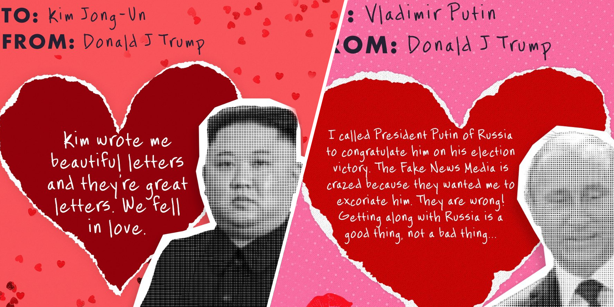 Valentines of Kim Jong-Un and Vladimir Putin