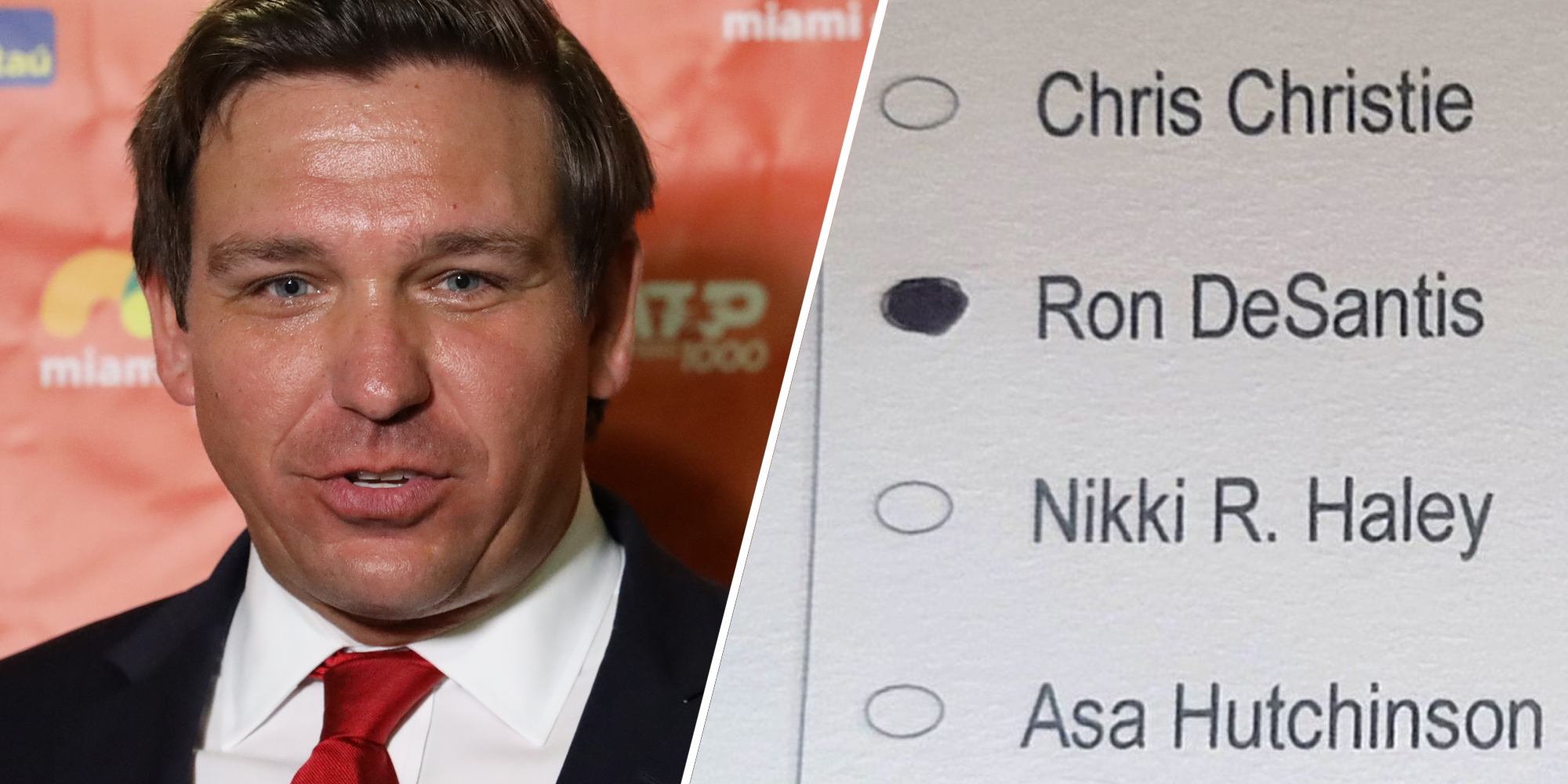 Ron DeSantis(l), Ballot(r)