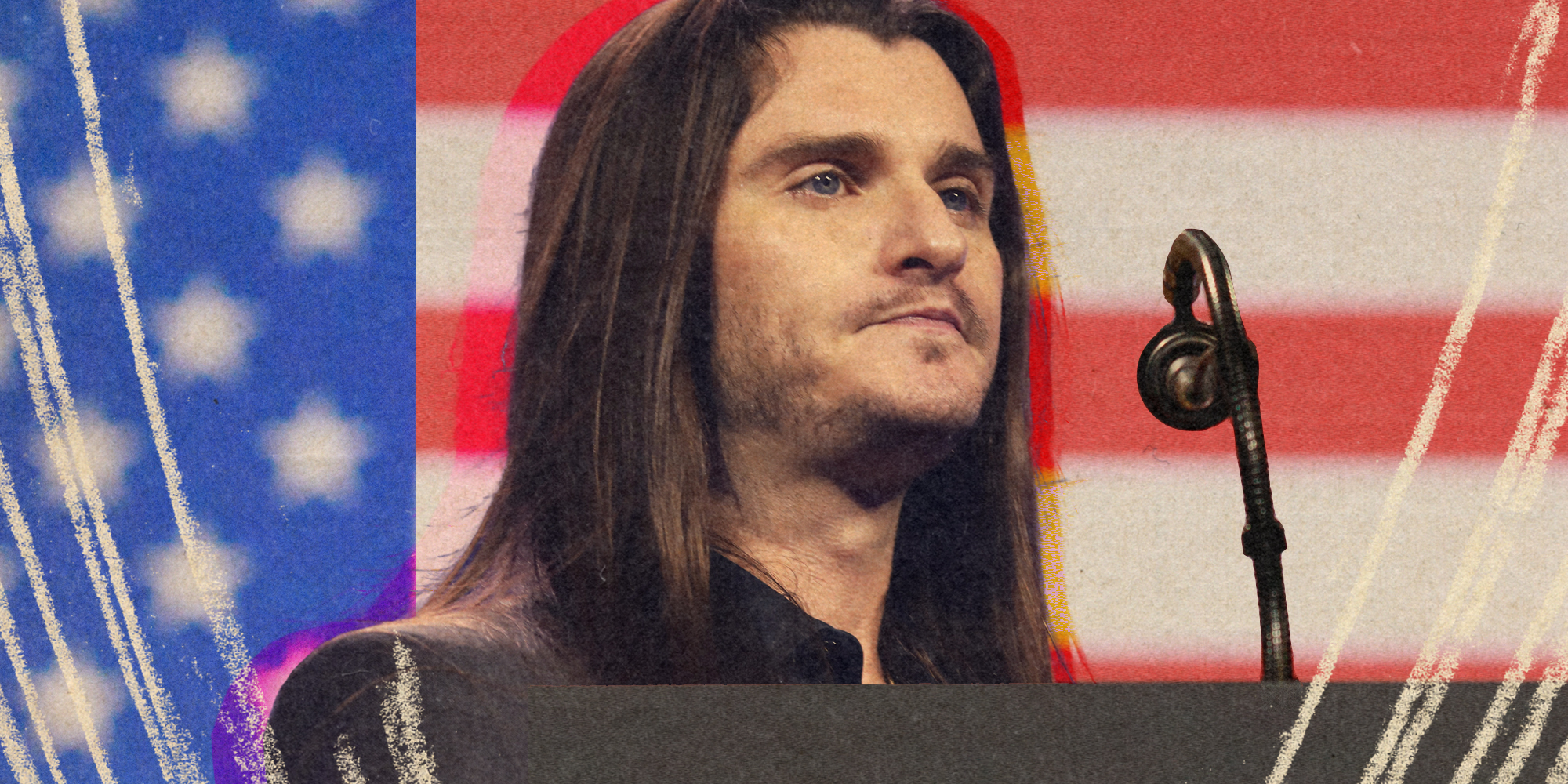 Scott Presler in front of american flag