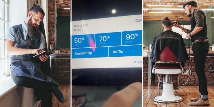 Customer gets asked to tip 50%, 70%, or 90% for walk-in haircut