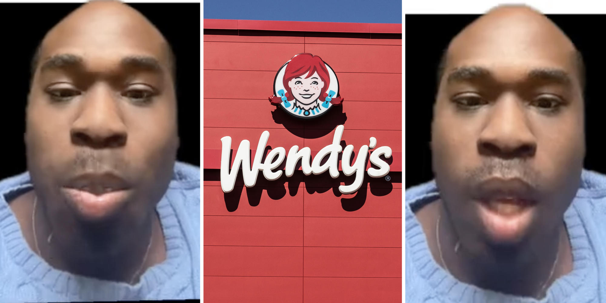 Man talking(l+r), Wendy's sign(c)