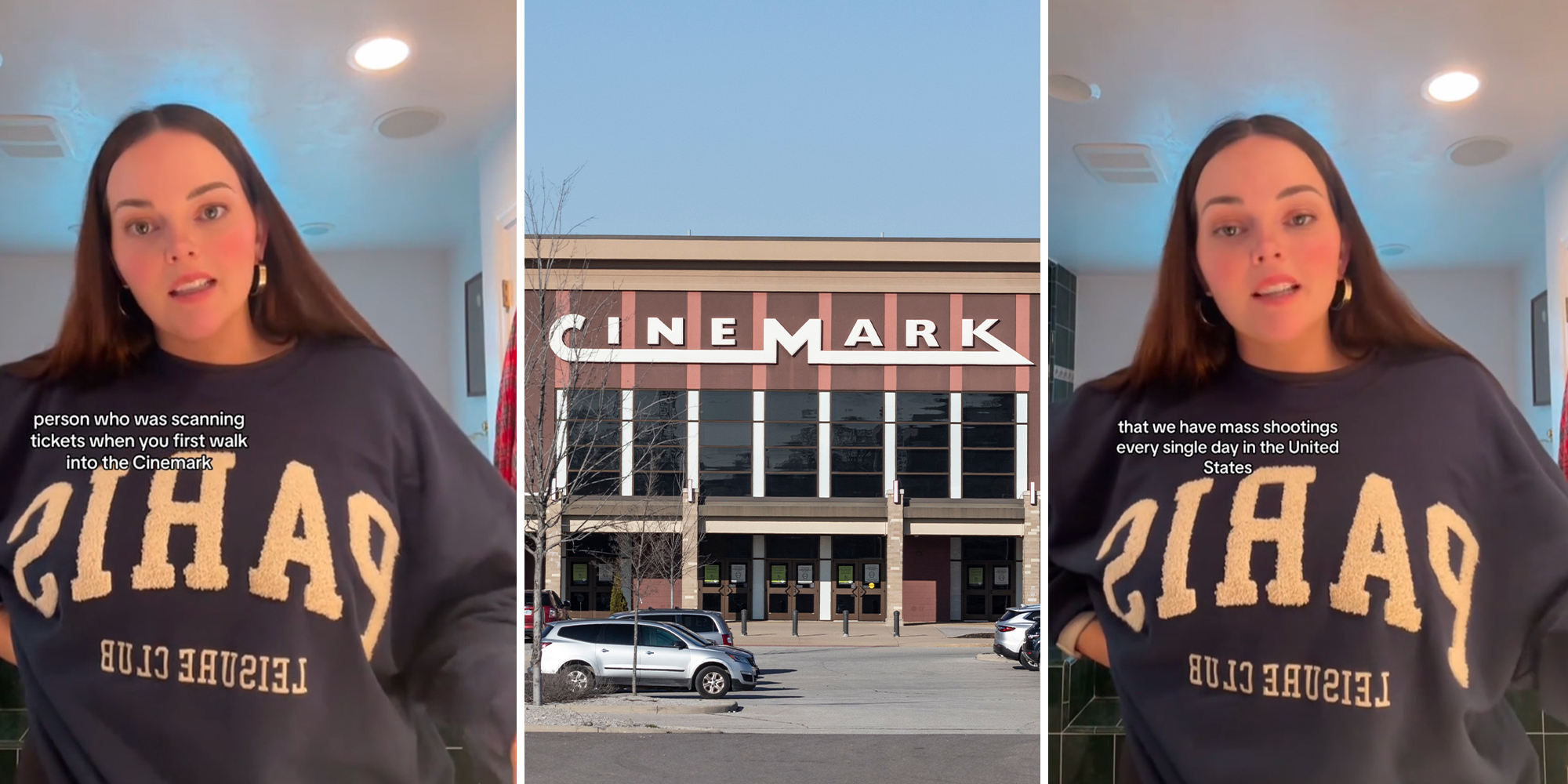 woman complains that Cinemark doesn’t check bags