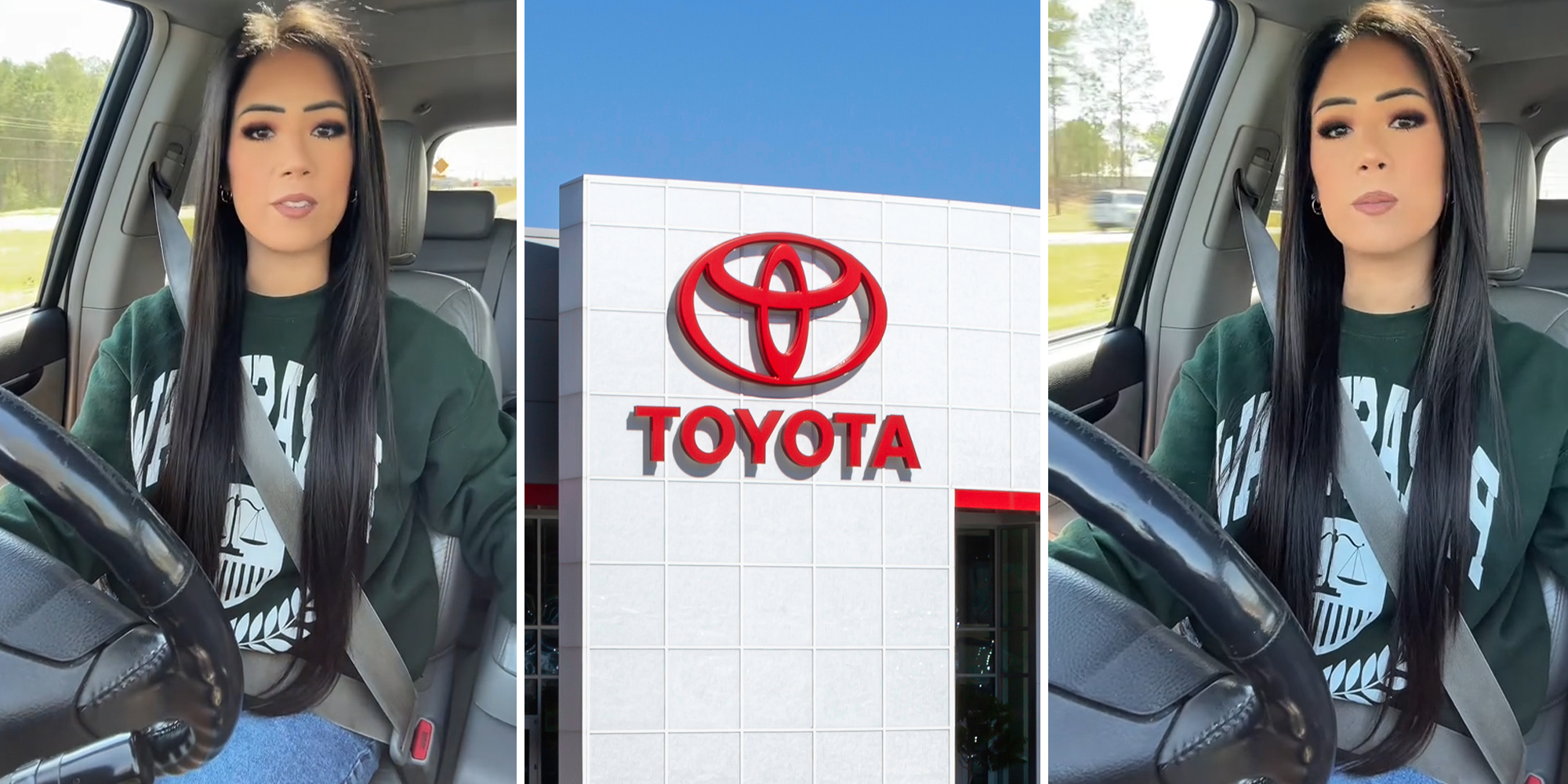 Woman goes to Toyota dealership by herself for Camry or Corolla.