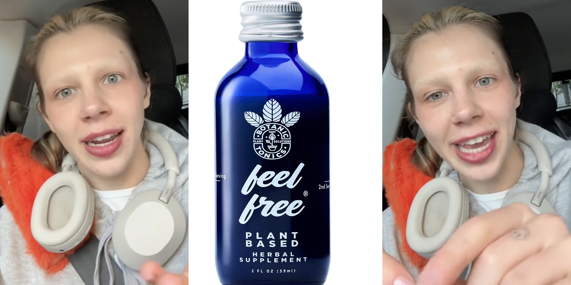 Woman talking(l+r), Feel free drink(c)