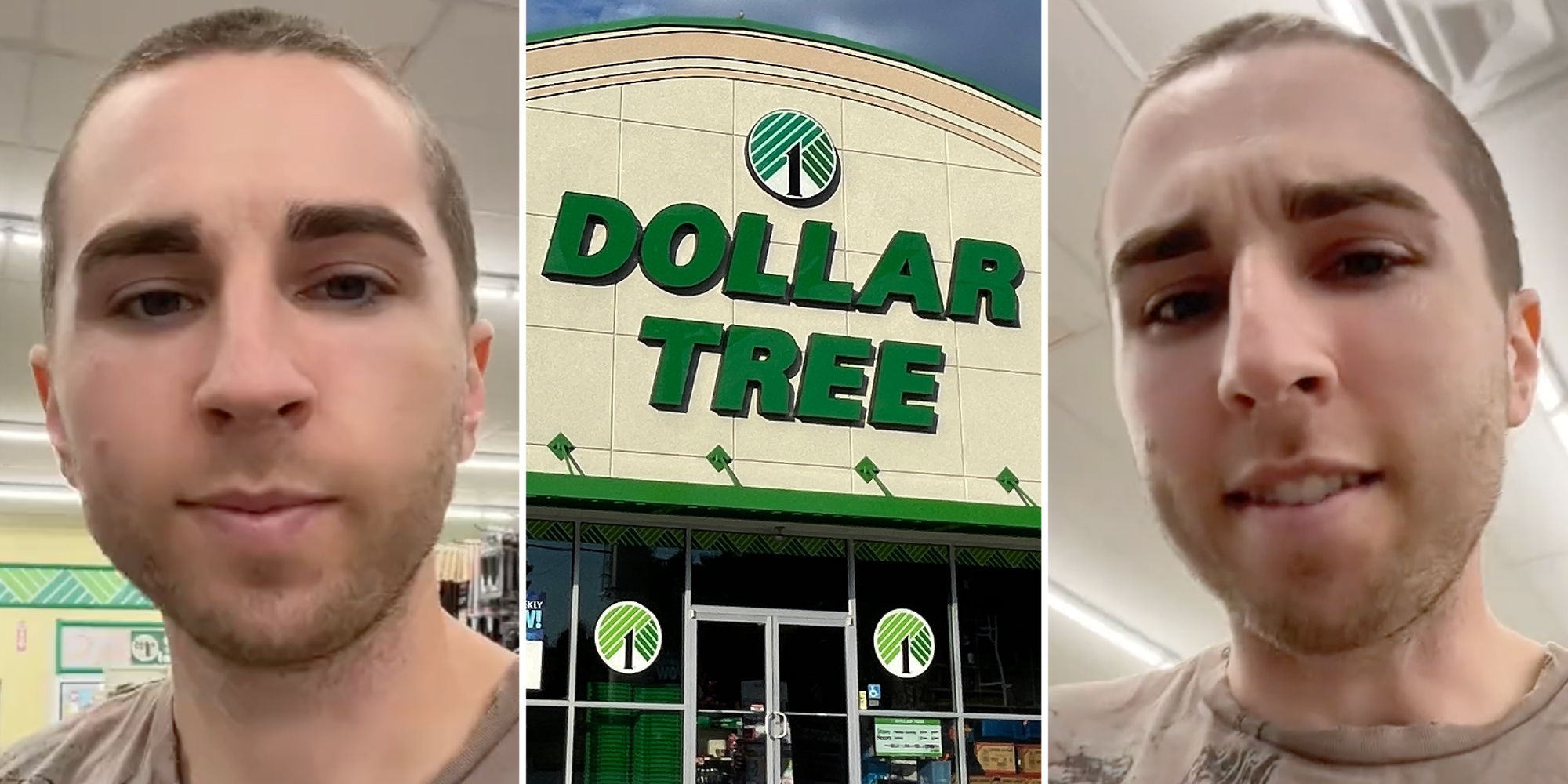 Man talking(l+r), Dollar Tree(c)