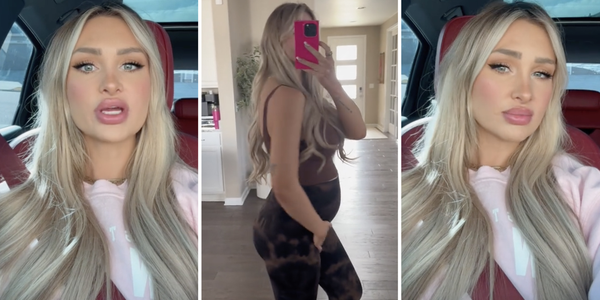 woman talking(l+r), Woman in her gym outfit(c)