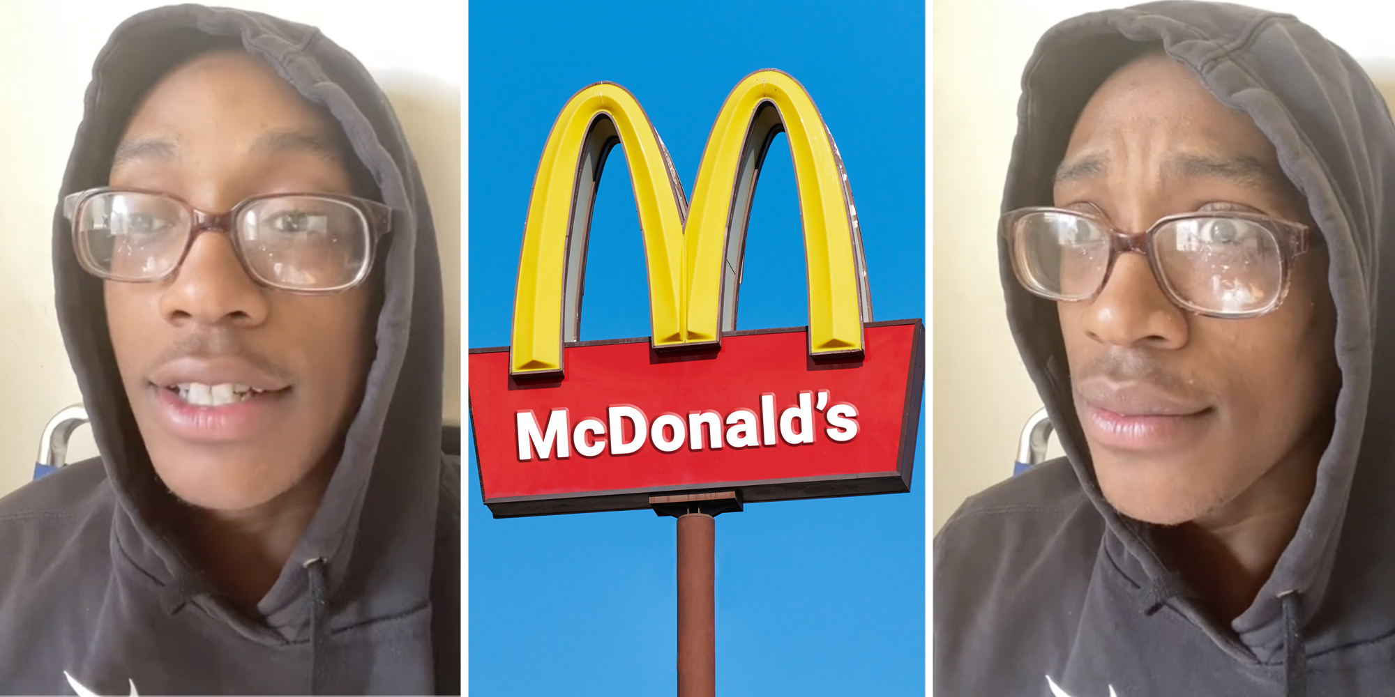 Man talking(l+r), McDonalds(c)