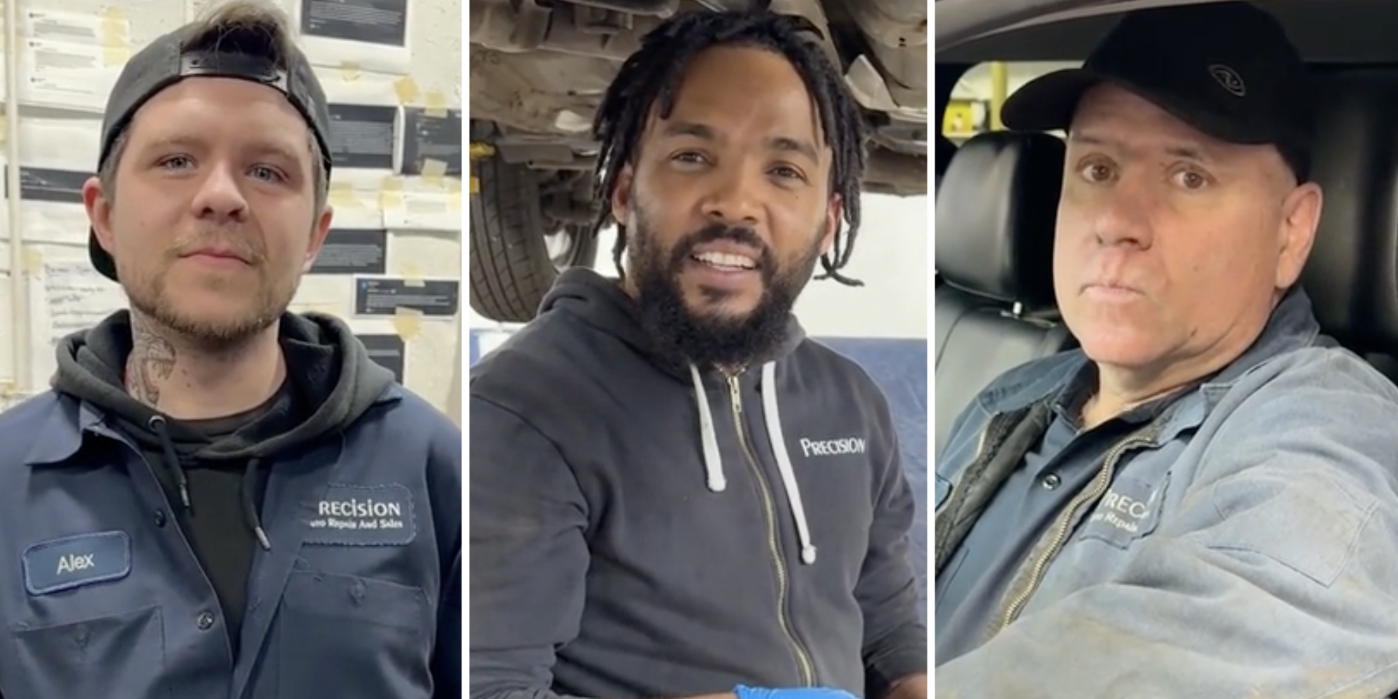 Three male mechanics (three split)