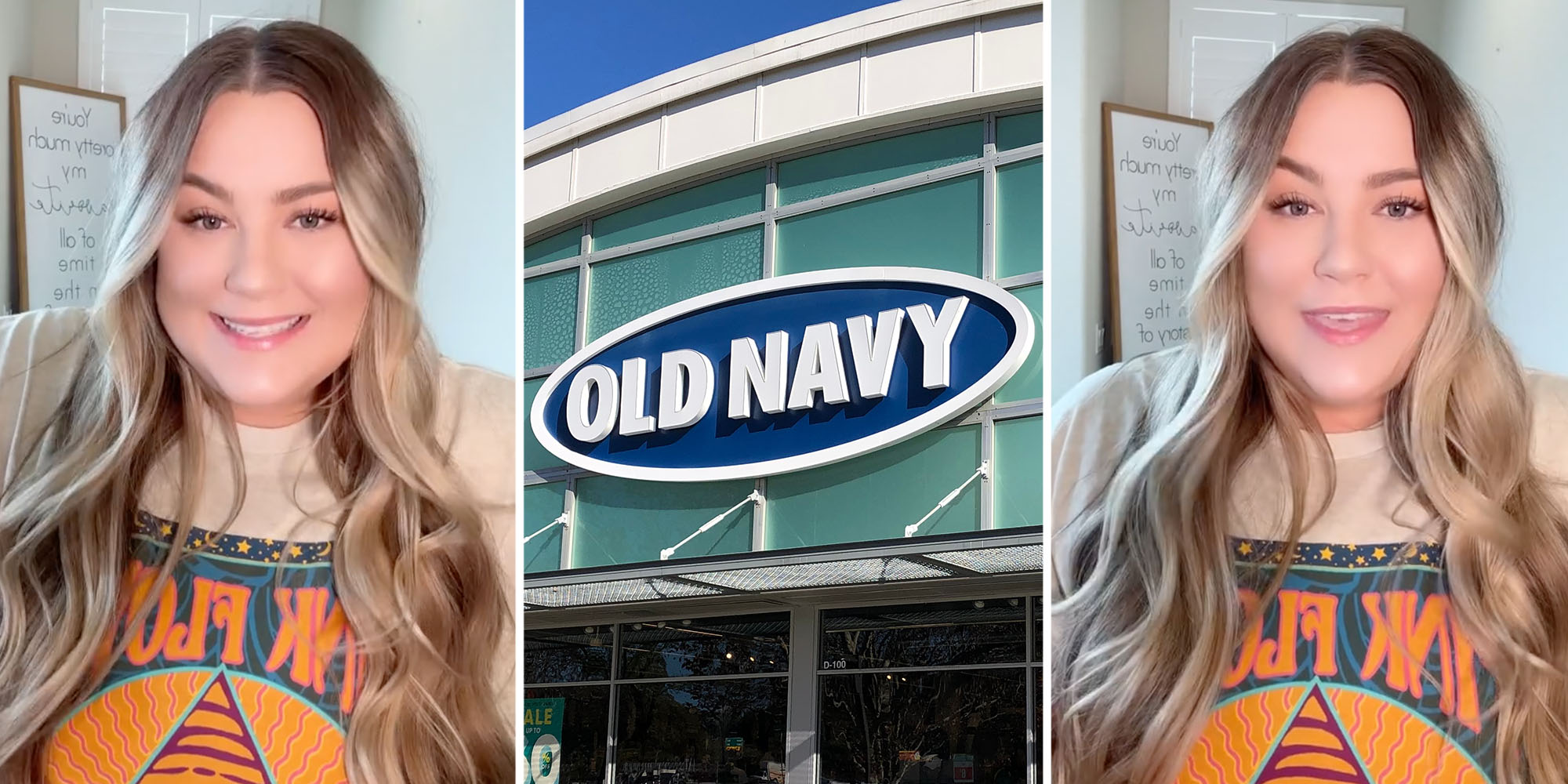 Woman talking(l+r), Old Navy(c)