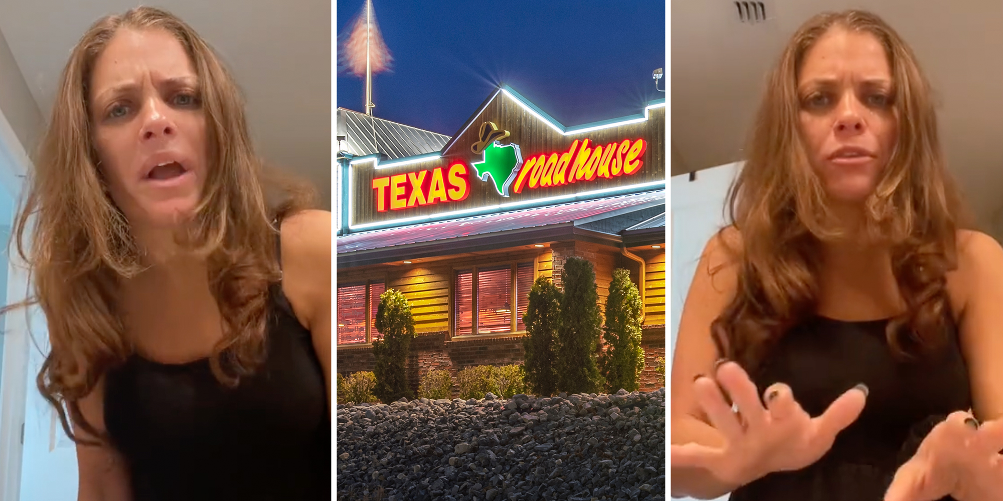 Woman talking(l+r), Texas Roadhouse(c)