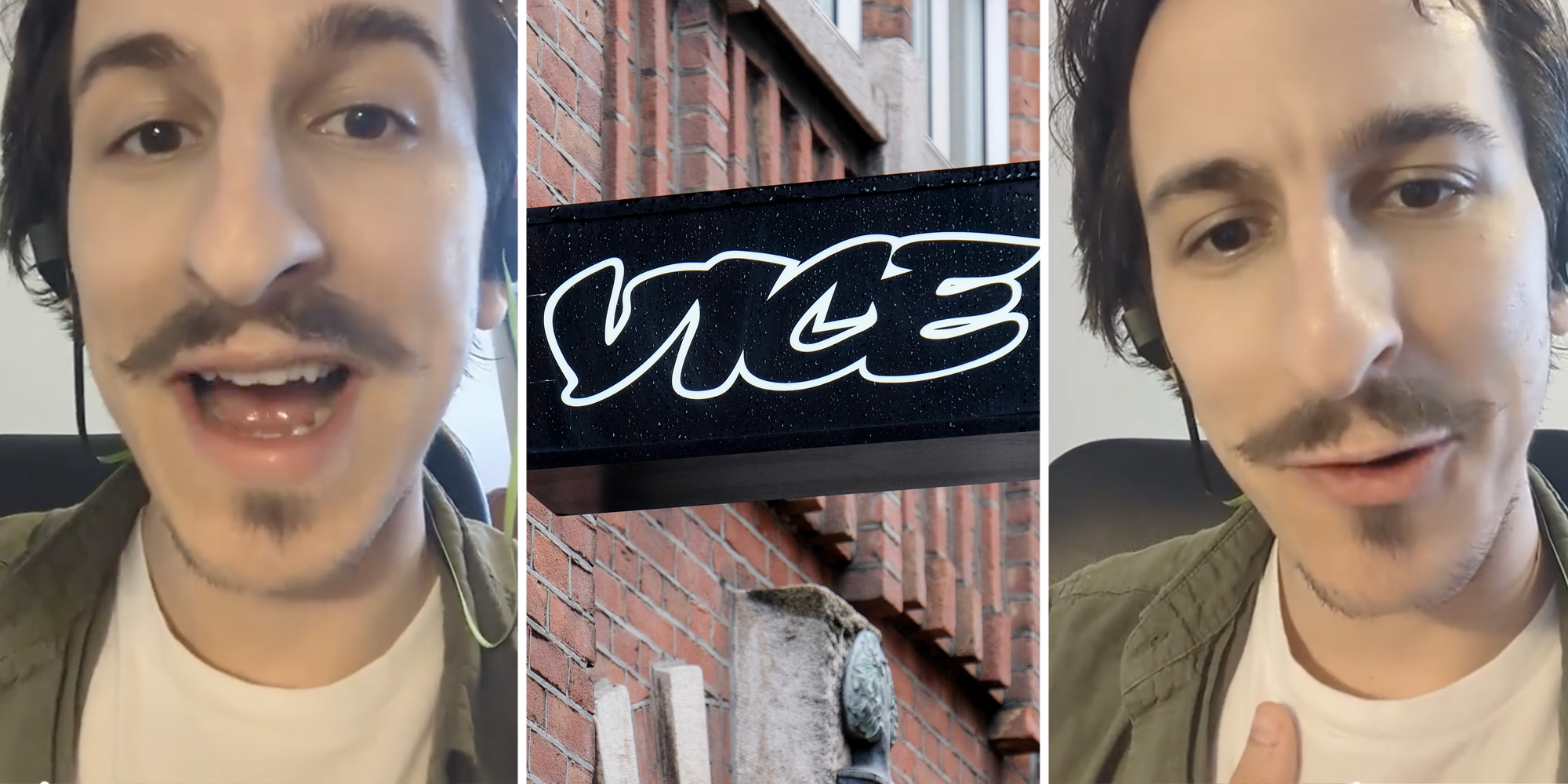 Man talking(l+r), Vice sign(c)