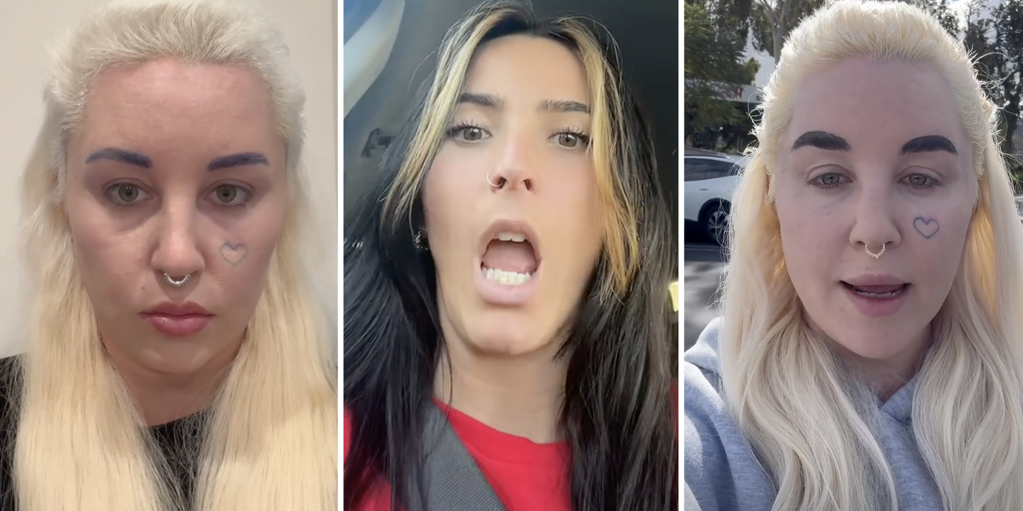 Amanda Bynes(l+r), Woman looking shocked(c)