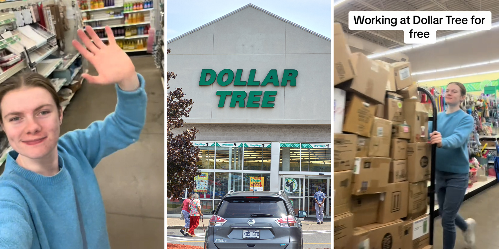 Woman walks into Dollar Tree and works an 8.5 hour shift. She doesn't work there