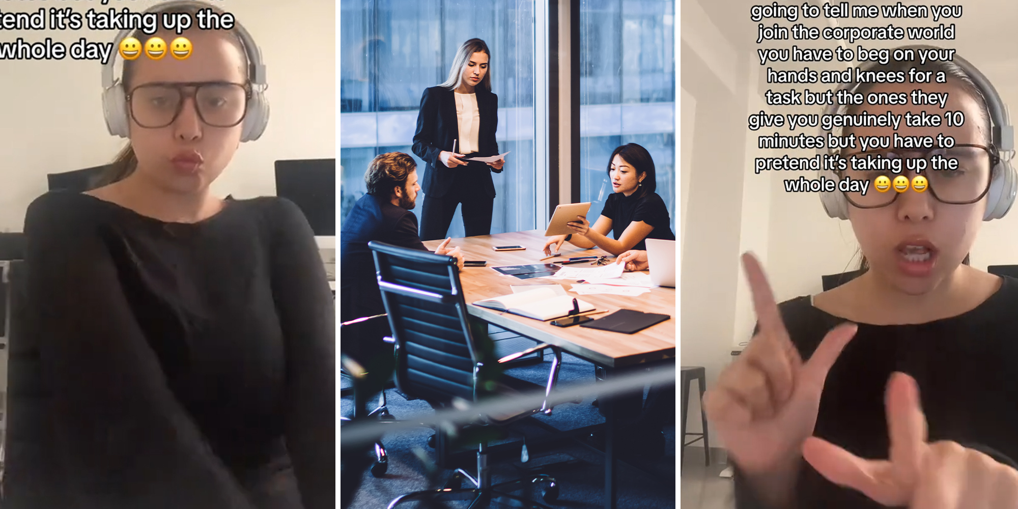 Corporate worker says she has to beg for work, only takes 10 minutes to complete it